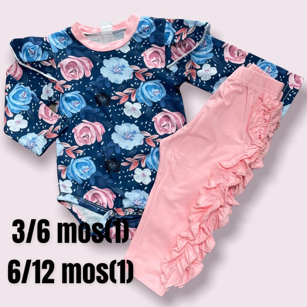 Boutique Girls Floral & Ruffle 2pc Outfit